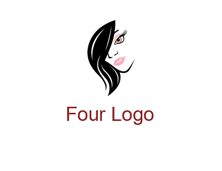hair bangs covering half face of a woman logo
