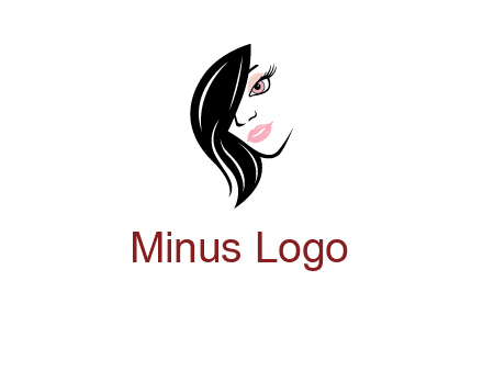 hair bangs covering half face of a woman logo