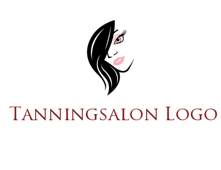 hair bangs covering half face of a woman logo