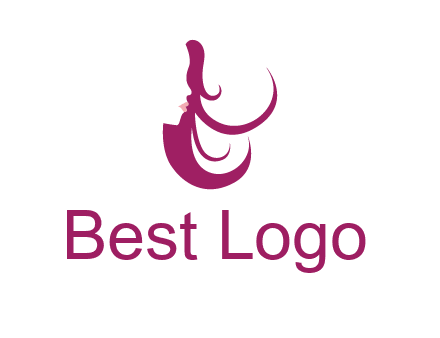 lips and hair of a woman logo