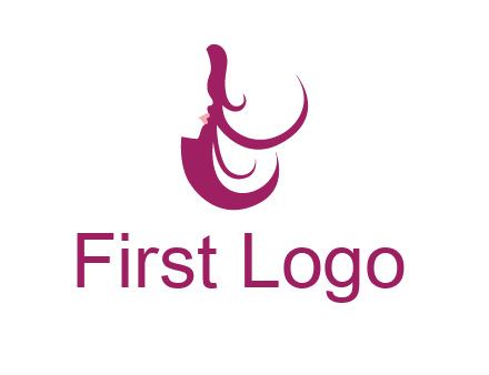 lips and hair of a woman logo