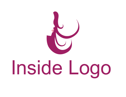 lips and hair of a woman logo
