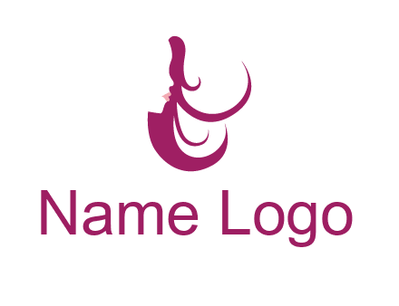 lips and hair of a woman logo