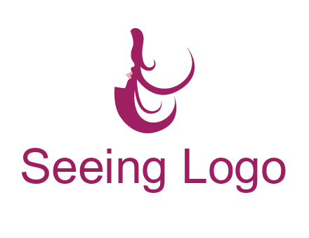 lips and hair of a woman logo
