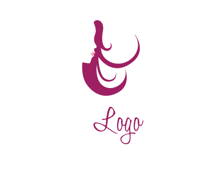 lips and hair of a woman logo