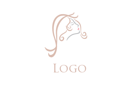 salon logo with a woman head illustration