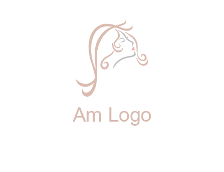 salon logo with a woman head illustration