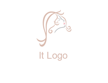 salon logo with a woman head illustration