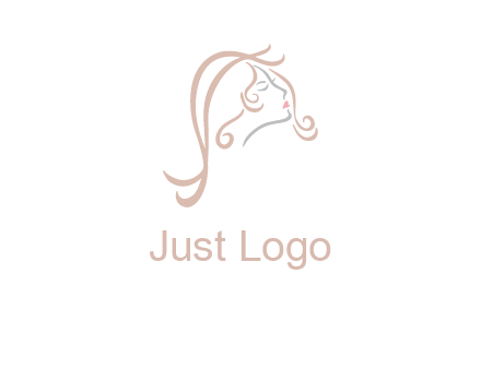 salon logo with a woman head illustration