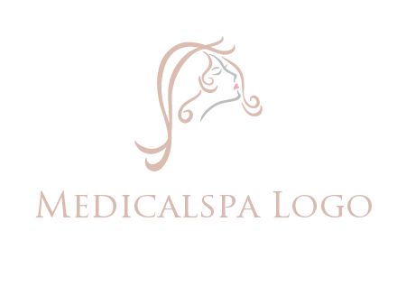 salon logo with a woman head illustration