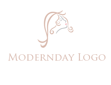 salon logo with a woman head illustration
