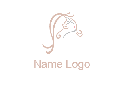 salon logo with a woman head illustration