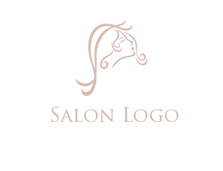 salon logo with a woman head illustration