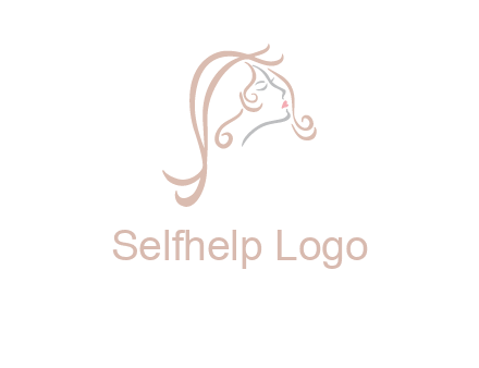 salon logo with a woman head illustration