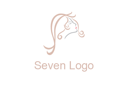 salon logo with a woman head illustration