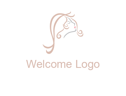 salon logo with a woman head illustration