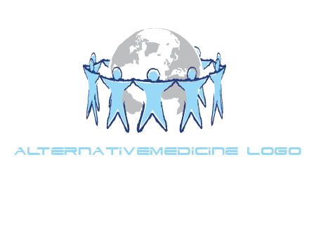 people join hands to surround earth logo