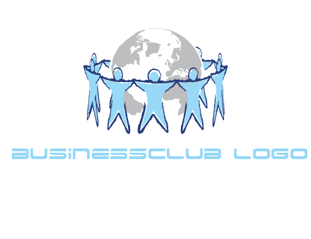 people join hands to surround earth logo