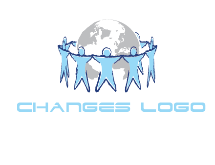 people join hands to surround earth logo