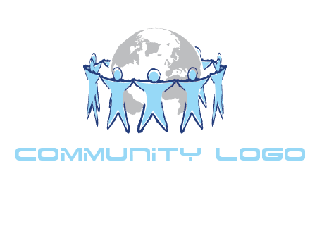 people join hands to surround earth logo