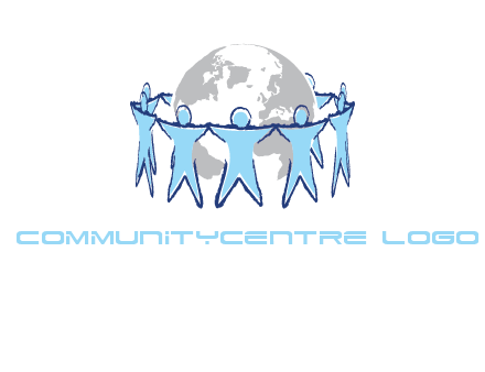 people join hands to surround earth logo