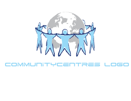 people join hands to surround earth logo