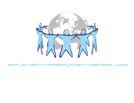 people join hands to surround earth logo
