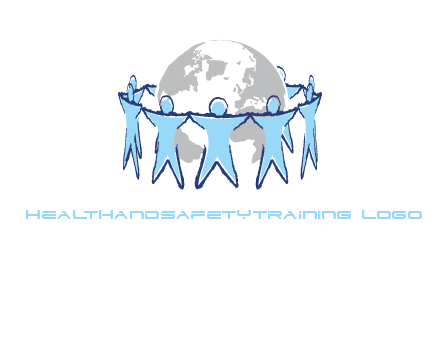 people join hands to surround earth logo
