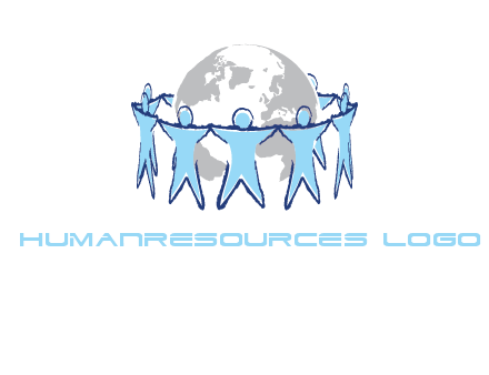 people join hands to surround earth logo