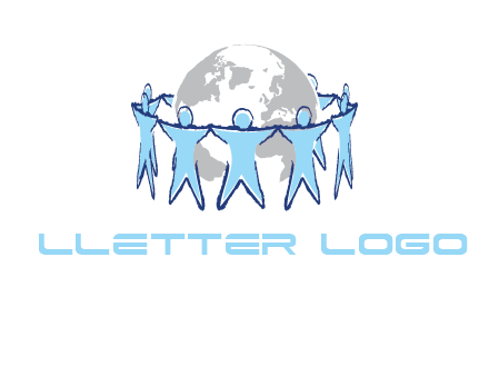people join hands to surround earth logo