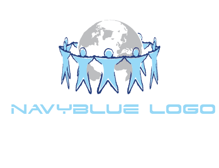 people join hands to surround earth logo