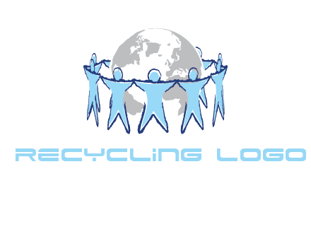 people join hands to surround earth logo