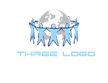 people join hands to surround earth logo