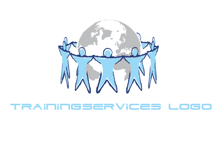 people join hands to surround earth logo