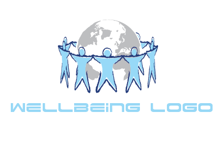 people join hands to surround earth logo