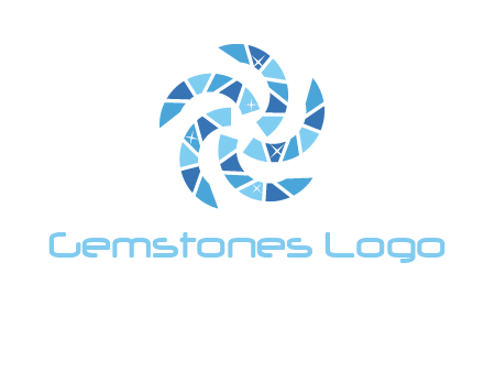 shiny gemstones swirl star logo