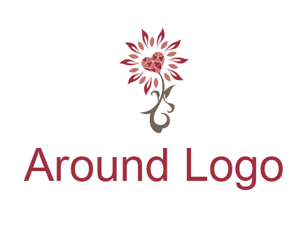 gemstones heart growing on plant logo