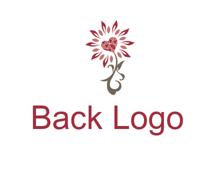 gemstones heart growing on plant logo
