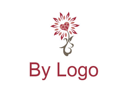 gemstones heart growing on plant logo
