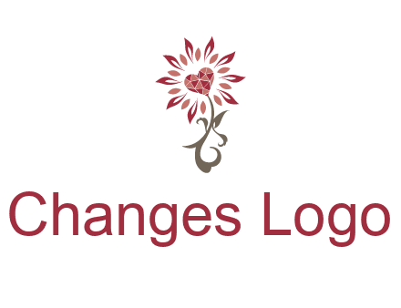 gemstones heart growing on plant logo