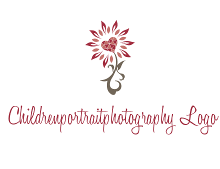 gemstones heart growing on plant logo