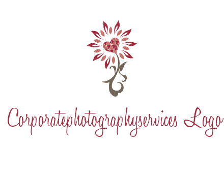 gemstones heart growing on plant logo