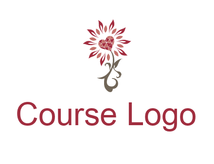 gemstones heart growing on plant logo