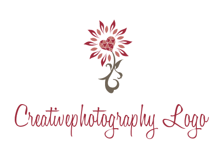 gemstones heart growing on plant logo