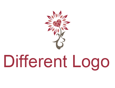 gemstones heart growing on plant logo