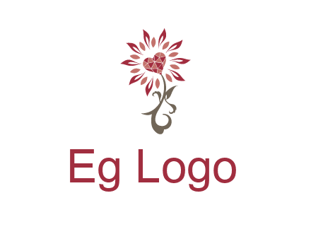 gemstones heart growing on plant logo