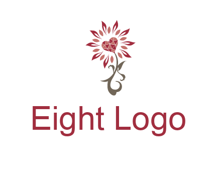 gemstones heart growing on plant logo