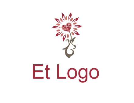 gemstones heart growing on plant logo
