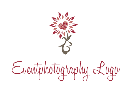 gemstones heart growing on plant logo