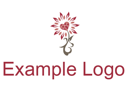 gemstones heart growing on plant logo